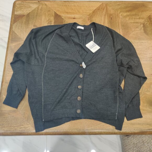 Brunello Cucinelli Sweaters - BRUNELLO CUCINELLI Cashmere Wool Cardigan Size M Monili Beads Grey new $3484.00